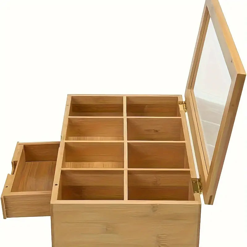 Bamboo Tea Box with Clear Lid
