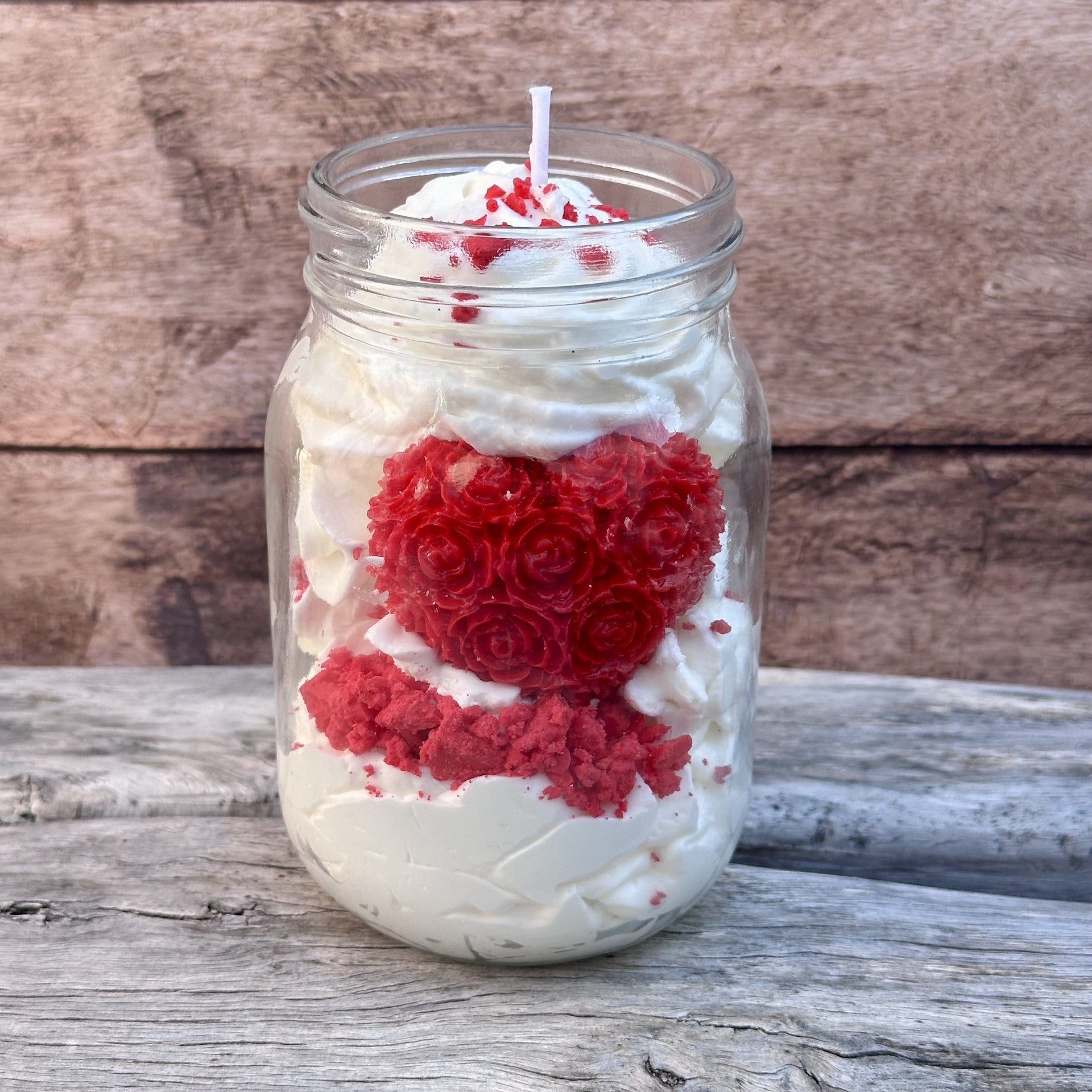 Mini-Glaskerze 75 g Mini Erdbeer-Schlagsahne-Biskuitkuchen - Gourmet Candle