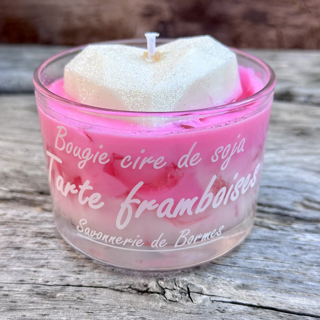 Bougie verrine fête des mères TARTE FRAMBOISES - Bougie Gourmande