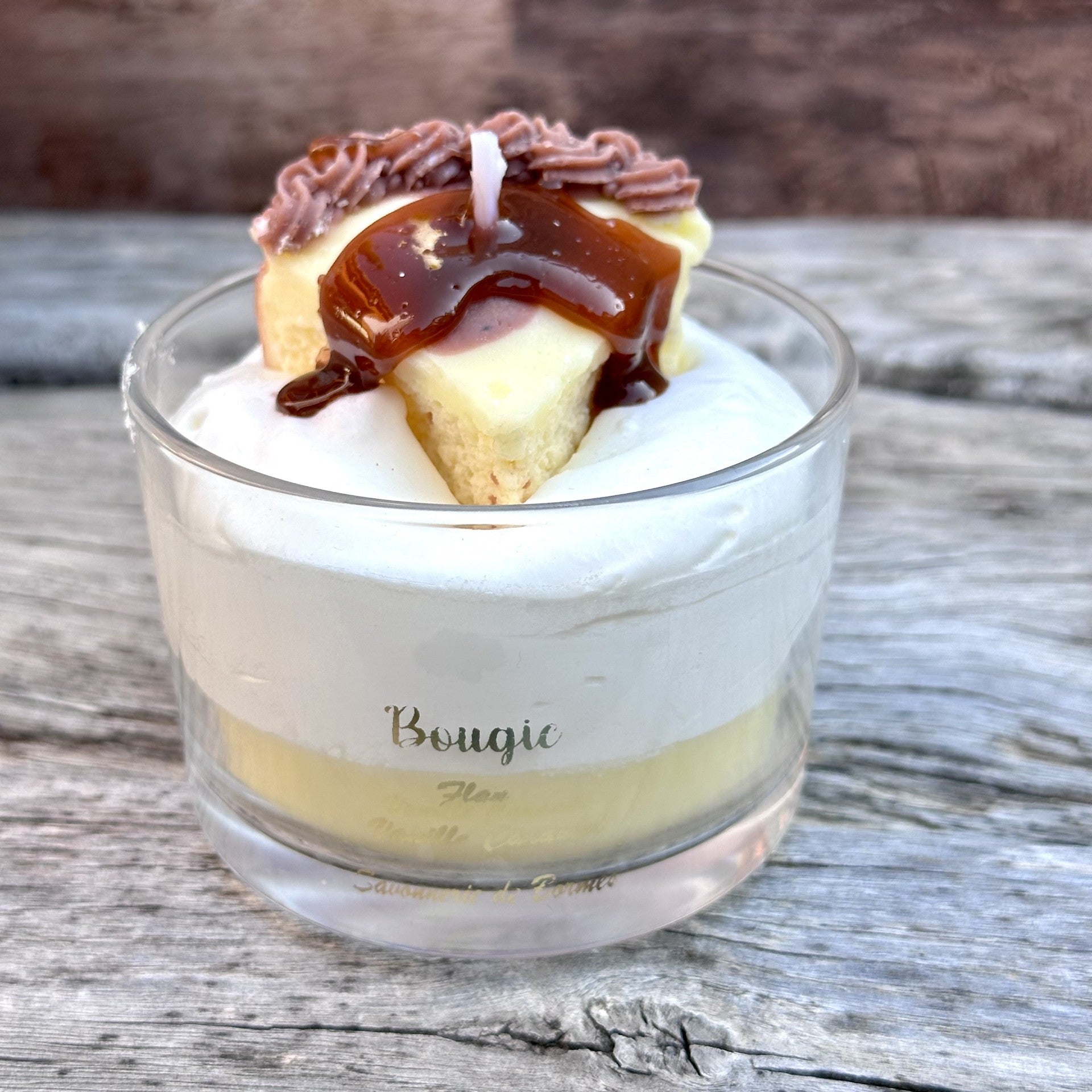 Bougie verrine fête des mères FLAN VANILLE CARAMEL - Bougie Gourmande