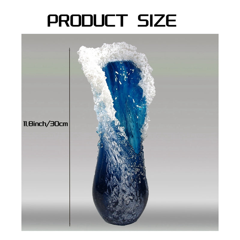 Vase Ondulé Bleu en Résine