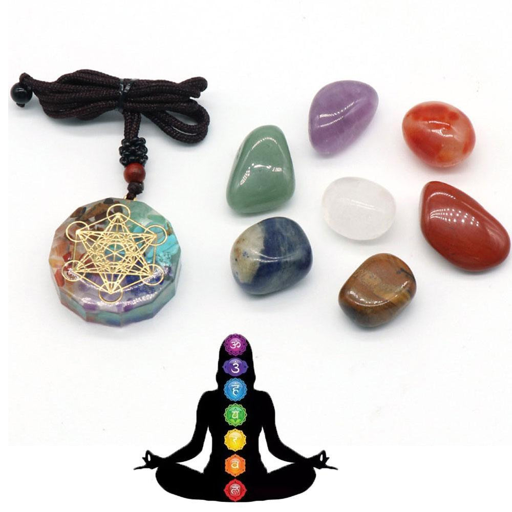 Ensemble de Pierres de Méditation Reiki 7 Chakras - Cristal Naturel