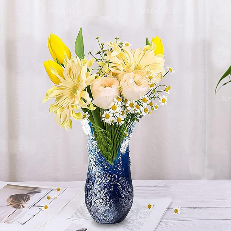Vase Ondulé Bleu en Résine