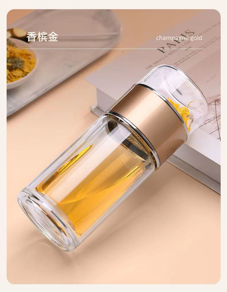 Borosilicate Glass Tea Water Bottle – Elegance and Refinement in Every Sip